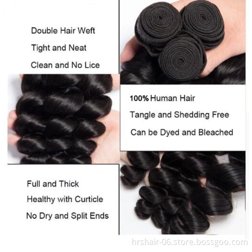 ONLINE SHOPPING FREE SHIPPING 3 Bundles with Lace Closure Loose Wave Unprocessed Virgin Brazilian Mink Hair